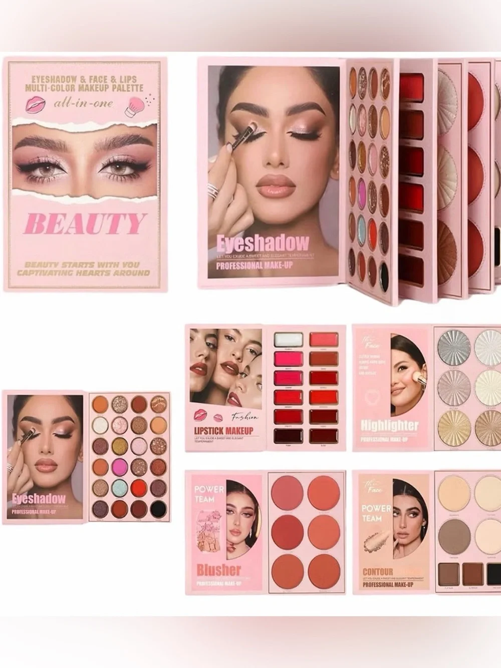 Pink All-in-One Eyeshadow & Face Palette — Pink Shades